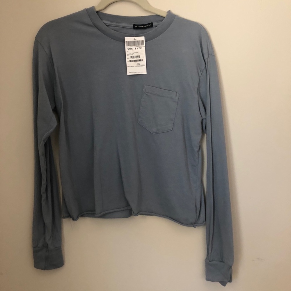 Blue Long Sleeve Brandy Melville Top with Pocket